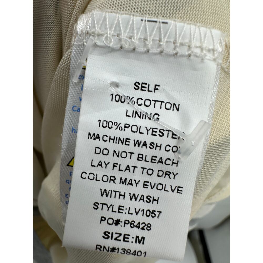 L Love Dress Women Medium Gray Cream Striped Button Down Midi Lagenlook‎ Minimal - Picture 6 of 7
